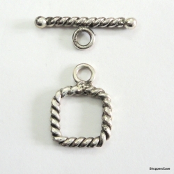 C0013-Clasp,toggle,oxidized,sterling silver, 10mm Square Shape